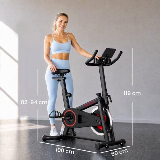 Bicicleta Estática Sportnow Resistencia Ajustable Bluetooth Volante 6 kg