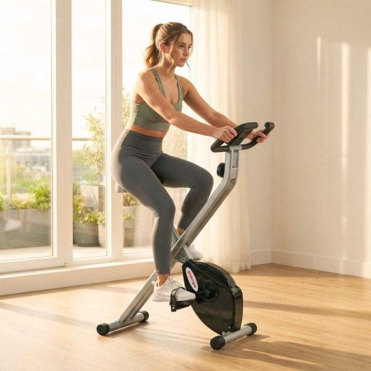 Bicicleta Estática Sportnow Dobrável 8 Níveis Resistência Magnética Monitor LCD