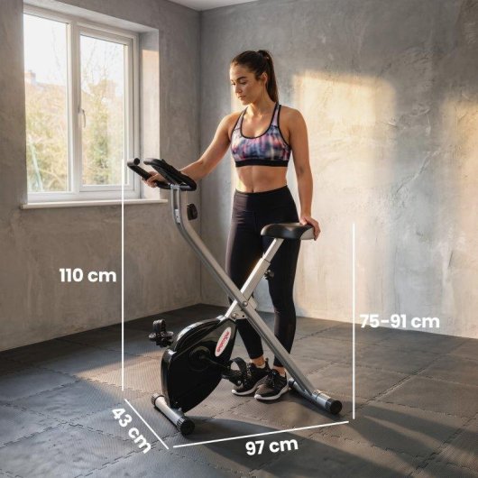 Bicicleta Estática Sportnow Dobrável 8 Níveis Resistência Magnética Monitor LCD