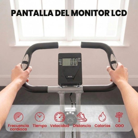 Bicicleta Estática Sportnow Dobrável 8 Níveis Resistência Magnética Monitor LCD