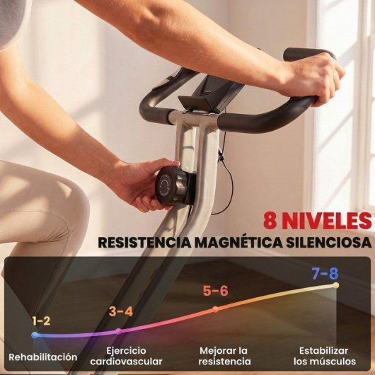 Bicicleta Estática Sportnow Dobrável 8 Níveis Resistência Magnética Monitor LCD