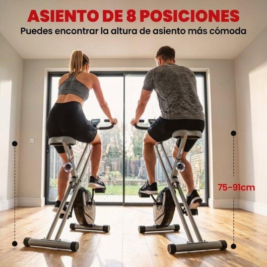 Bicicleta Estática Sportnow Dobrável 8 Níveis Resistência Magnética Monitor LCD