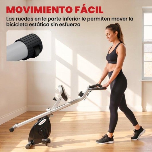 Bicicleta Estática Sportnow Dobrável 8 Níveis Resistência Magnética Monitor LCD