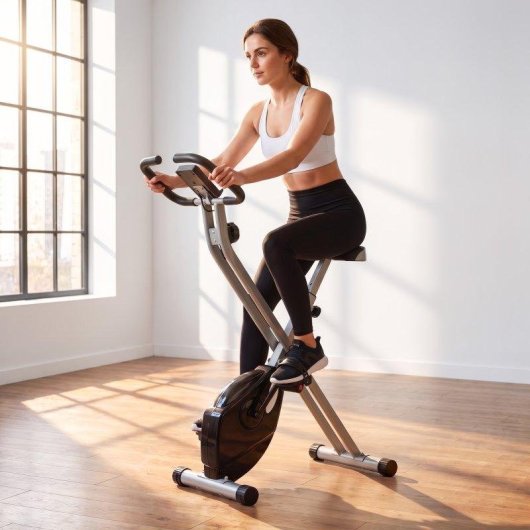 Bicicleta Estática Sportnow Dobrável 8 Níveis Resistência Magnética Monitor LCD