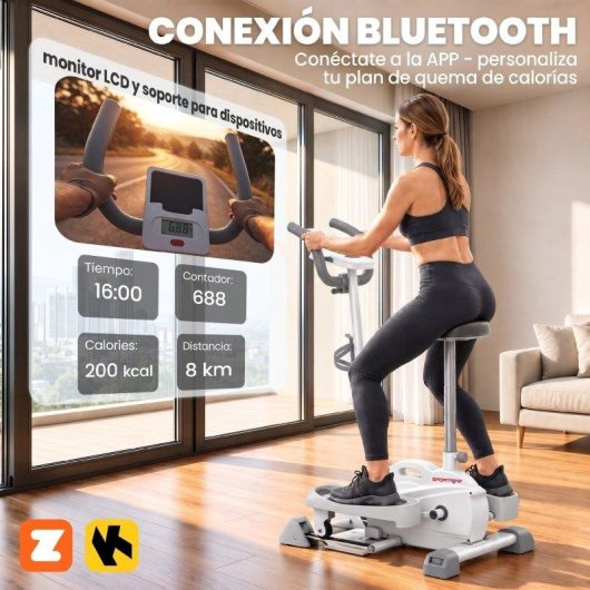 Bicicleta Elíptica Sportnow 3 en 1 Silenciosa Con Asiento