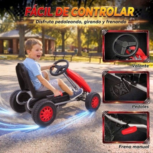 Kart a pedais Aiyaplay Vermelho Assento Ajustavel +3 Anos