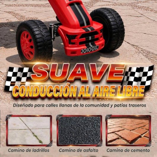 Kart a pedais Aiyaplay Vermelho Assento Ajustavel +3 Anos