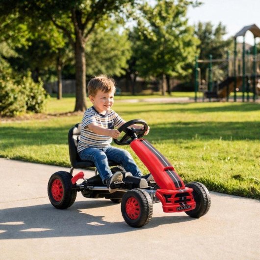 Kart a pedais Aiyaplay Vermelho Assento Ajustavel +3 Anos