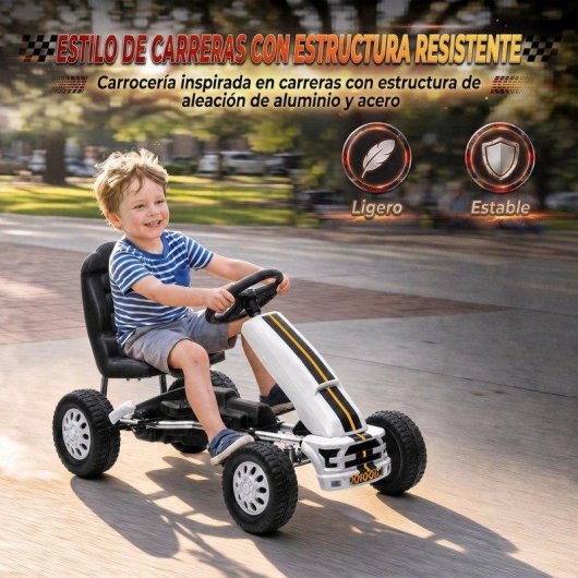 Kart a pedais Aiyaplay Assento ajustavel Branco