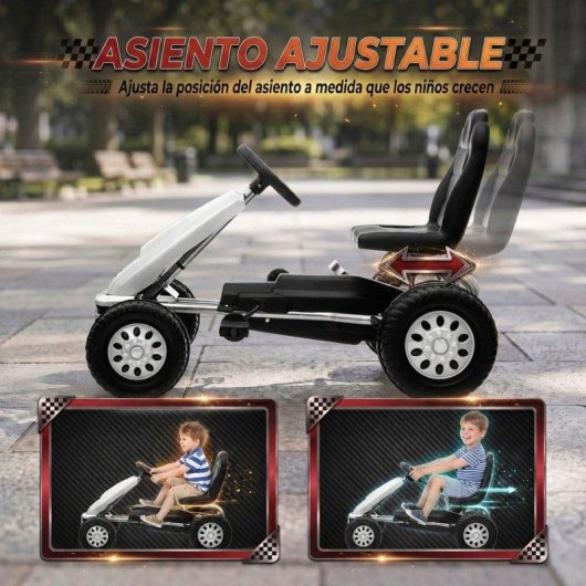 Kart a pedais Aiyaplay Assento ajustavel Branco