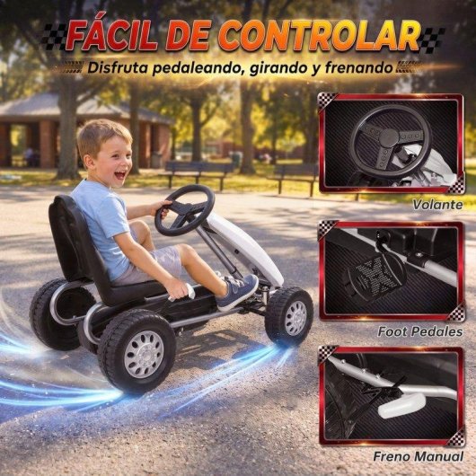 Kart a pedais Aiyaplay Assento ajustavel Branco