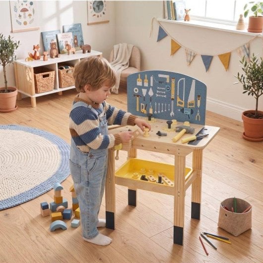 Banco de Herramientas Infantil Aiyaplay Madera Pino 28 Accesorios 3-8 Años