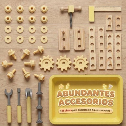 Banco de Herramientas Infantil Aiyaplay Madera Pino 28 Accesorios 3-8 Años