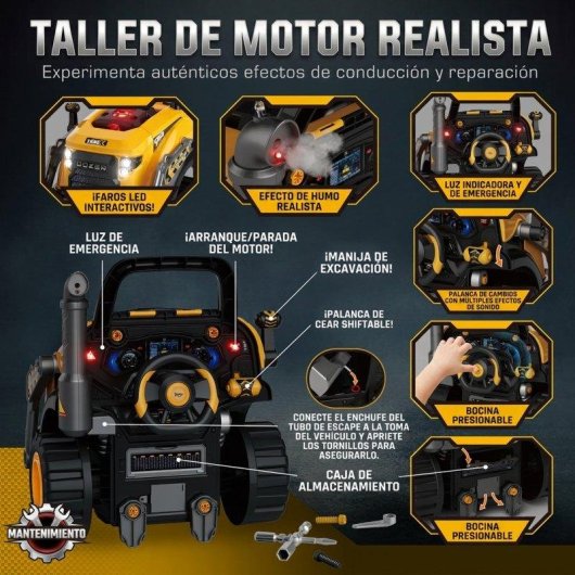 Brinquedo Motor AIYAPLAY Escavadora Vapor Luzes