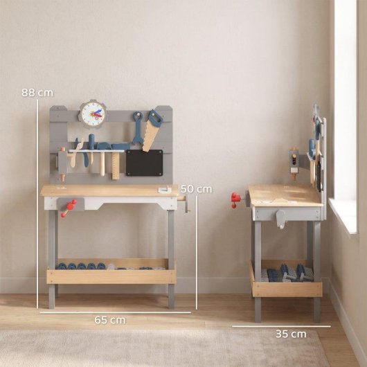 Bancada de ferramentas Aiyaplay com quadro e 15 acessórios