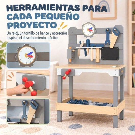 Bancada de ferramentas Aiyaplay com quadro e 15 acessórios