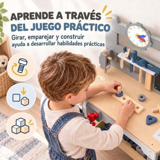 Bancada de ferramentas Aiyaplay com quadro e 15 acessórios