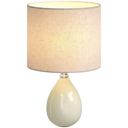Lámpara de Mesa Homcom Base Cerámica Pantalla Lino Blanco Crema 35 cm E27