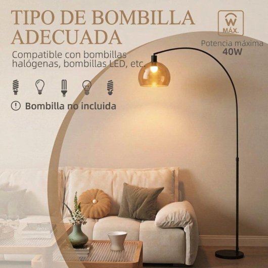 Candeeiro de Pé Homcom B31-537V91GY Base Mármore Preto Cinza Fumado 180 cm