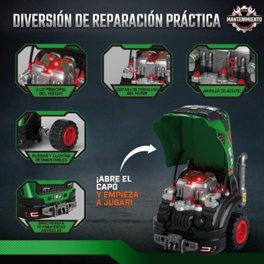 Taller Mecánico AIYAPLAY Camión Vapor Luces Sonidos 60 Piezas 3-6 Años Verde