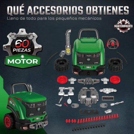 Taller Mecánico AIYAPLAY Camión Vapor Luces Sonidos 60 Piezas 3-6 Años Verde