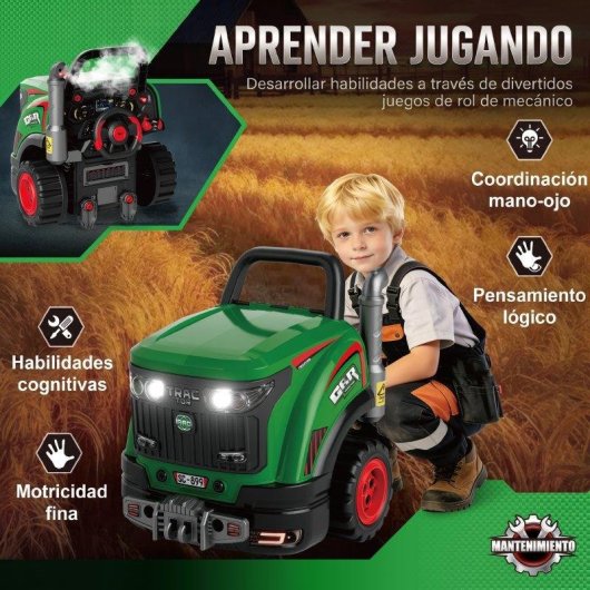 Taller Mecánico AIYAPLAY Camión Vapor Luces Sonidos 60 Piezas 3-6 Años Verde