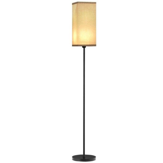 Lámpara de Pie Homcom Pantalla Efecto Lino E27 40 W Negro
