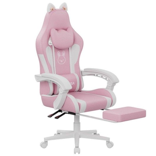 Cadeira Gaming Naspaluro Orelhas de Gato Ergonomica Rosa