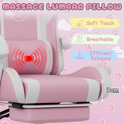 Cadeira Gaming Naspaluro Orelhas de Gato Ergonomica Rosa