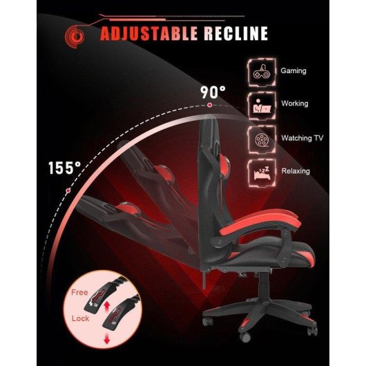 Chaise gaming Naspaluro LED RGB avec soutien lombaire