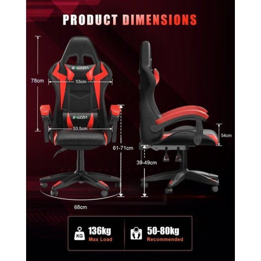 Chaise gaming Naspaluro LED RGB avec soutien lombaire