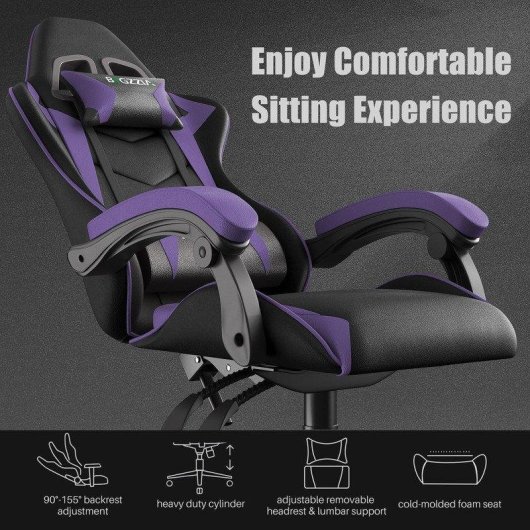Cadeira Gaming Naspaluro Roxa Ergonomica Reclinavel