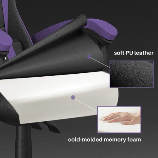 Cadeira Gaming Naspaluro Roxa Ergonomica Reclinavel