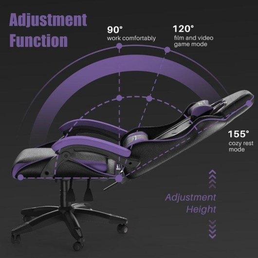 Cadeira Gaming Naspaluro Roxa Ergonomica Reclinavel