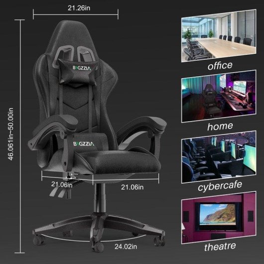 Cadeira Gaming Naspaluro Ergonomica com almofada e encosto