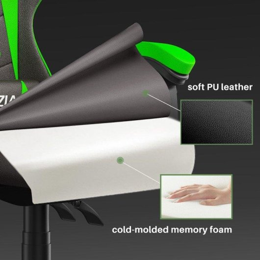 Cadeira de Gaming Naspaluro Ergonomica Verde
