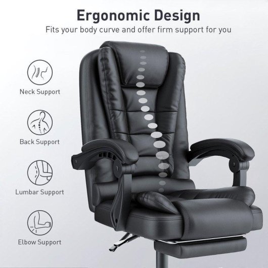 Kantoorstoel met voetensteun Naspaluro ergonomisch