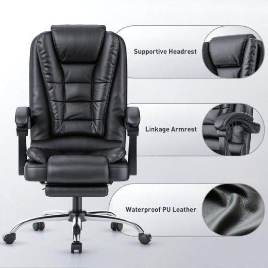 Kantoorstoel met voetensteun Naspaluro ergonomisch