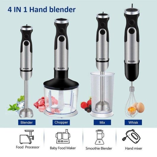 Mixeur plongeant BioloMix 4 en 1 1200W 6 vitesses Turbo