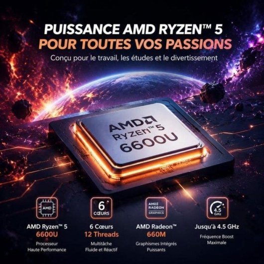 Ordinateur portable AUUSDA 15.6" AMD Ryzen 5 6600U 12Go 1To SSD 660M Windows 11