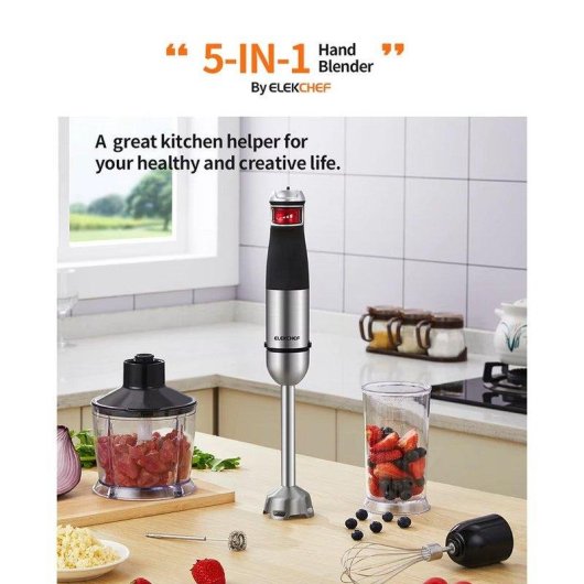 Batedeira de Mão BioloMix 5 em 1 Inox Multifuncional Velocidade Variável