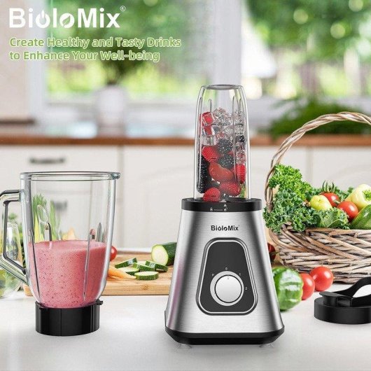 Blender BioloMix SF701 1300 W, verre 1,5 L, bouteille 600 ml