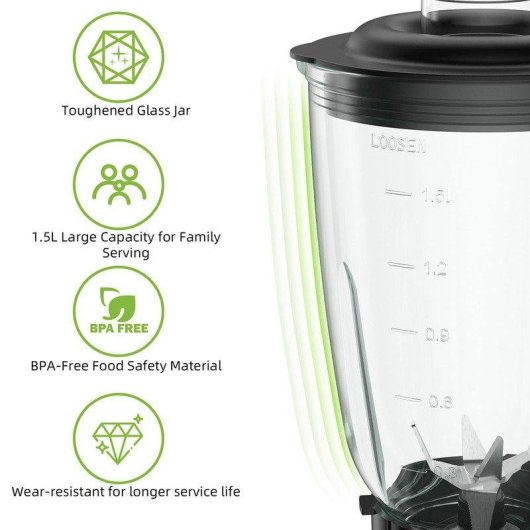 Blender BioloMix SF701 1300 W, verre 1,5 L, bouteille 600 ml