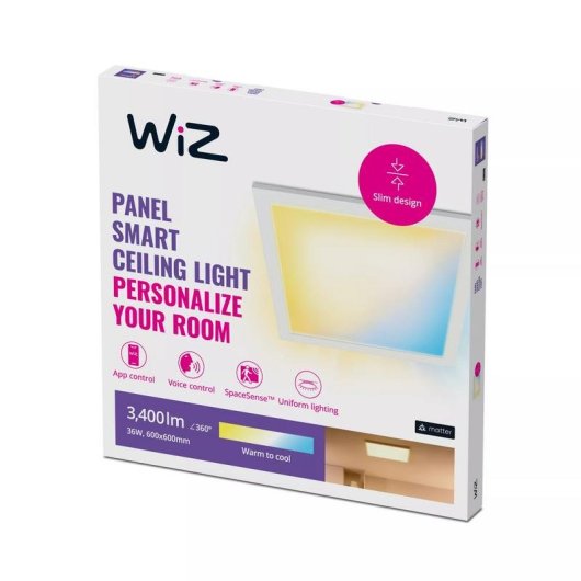Plafonnier LED WiZ 36 W Carré WiFi Bluetooth 3400 lm