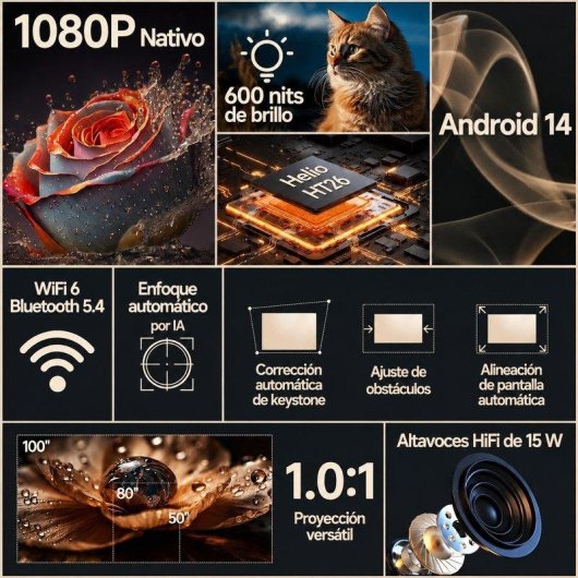 Proyector Magcubic HY350MAX Full HD 600 lúmenes 300" LED LCD Smart TV portátil