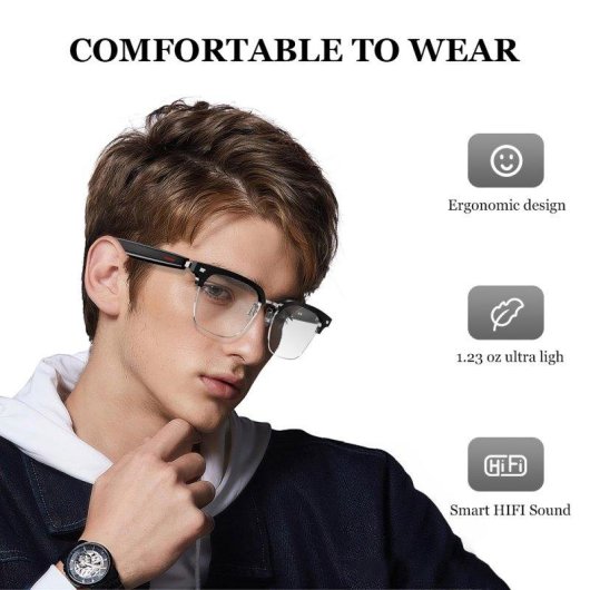 Blackview BVE13 Lunettes intelligentes Bluetooth, haut-parleurs, UV400 noires