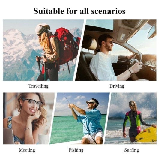 Blackview BVE13 Lunettes intelligentes Bluetooth, haut-parleurs, UV400 noires