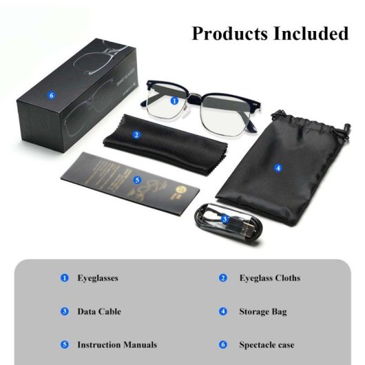Blackview BVE13 Lunettes intelligentes Bluetooth, haut-parleurs, UV400 noires