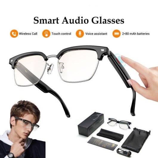Blackview BVE13 Lunettes intelligentes Bluetooth, haut-parleurs, UV400 noires