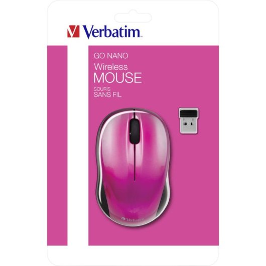 Souris Verbatim Go Nano sans fil 1600 DPI rose 3 boutons
